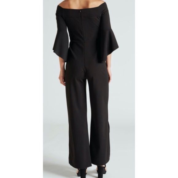 bebe Black Jumpsuit Bell Sleeves Off shoulder NWT - Picture 7 of 7